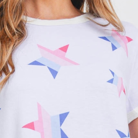 Red White blue star Short sleeve graphic print short sleeve tee, NEW!🇺🇸 - Picture 14 of 14